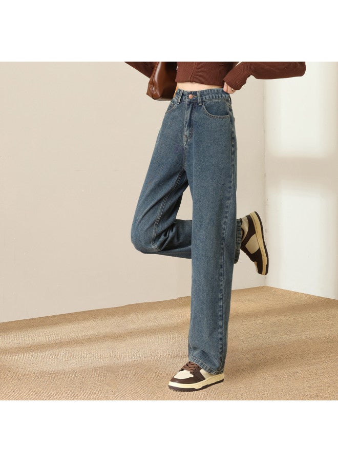 Baleno Narrow Fit Loose Wide Leg Denim Pants Women Autumn Winter High Waist Slimming Casual Wide Leg Trousers Trendy Youth Daily Straight Leg Pants - Image 5