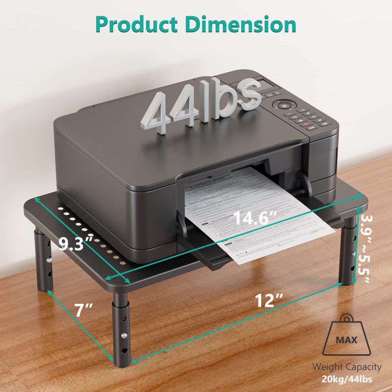 WALI Dual Monitor Stand for Desk, Desk Monitor Riser 3 Height Adjustable, Laptop Riser with Airflow Vents, Desk Organizer for Computer, Laptop, Printer, Notebook (STT003-2), 2 Pack, Black - Image 3