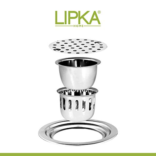 LIPKA Round Flat Cut Floor Drain | 304-Grade Stainless Steel | 5.5 Inches |Floor Drain with Cockroach Trap & Jali - Image 3