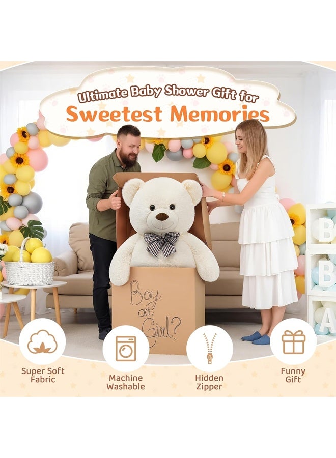 DUNISO Teddy Bear with Cute Bow, Washable Soft Plush Doll ,Stuffed Animal Toy,Gift for Children, suitable for Birthday Party or Any Special days ,140 cm - Image 3