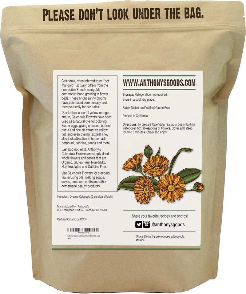 Anthony's Organic Calendula Flowers, 12 Oz - Whole Petals for Tea, Crafts, and Beauty Products - Image 2