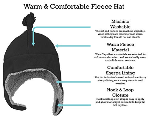 N'Ice Caps Toddler Baby Winter Hat Mitten Set – Kids Boys Girls Gloves Fleece Sherpa Lined (Black 1, 2-3 Years) - Image 5