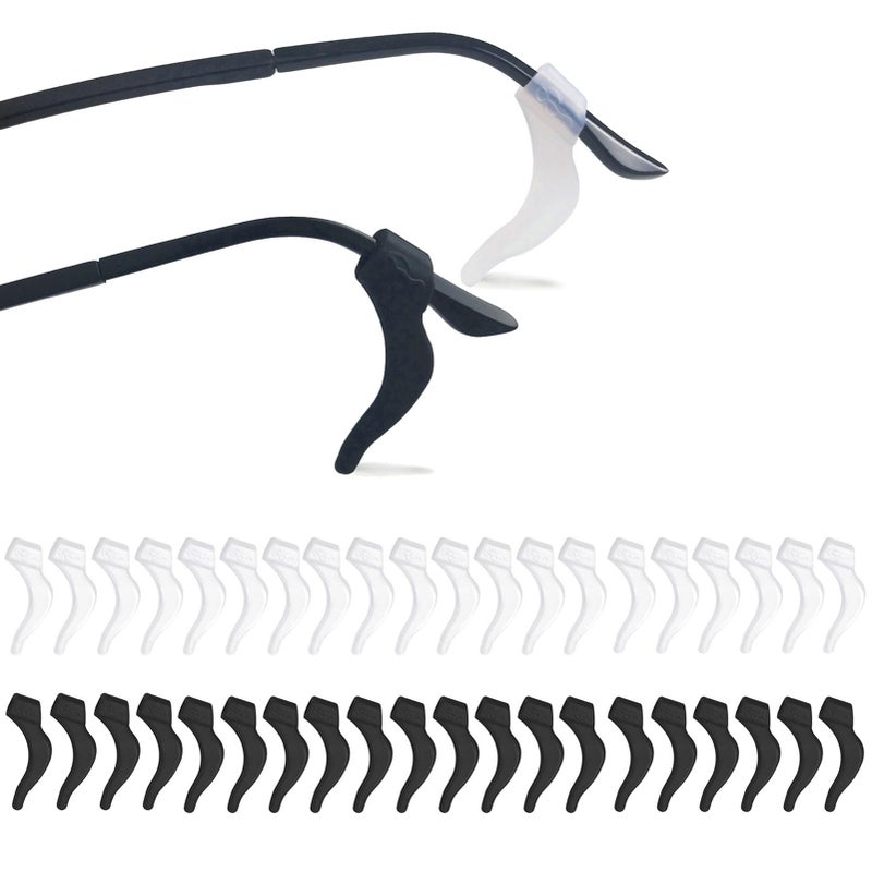 YINGFENG 20Pairs Glasses Antislip Silicone Ear Clip Glasses Holder With Storage Box Safety Eyewear Retainers Eyeglass Ear Grips for for Sports Glass Sunglasses Reading 10 Black 10 white