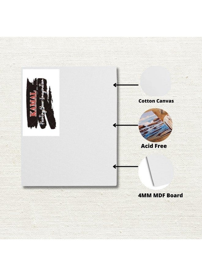 KAMAL Mix Brush Set (Mix Premium) with Cotton Canvas Board Medium Grain 16X12 Inch with Wooden Palette Medium - Image 5