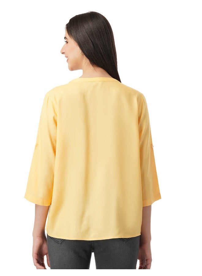 fyltr Women's Fashion V-neck Top with Roll-up Sleeves - Image 3