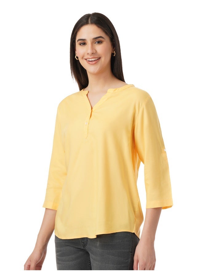 fyltr Women's Fashion V-neck Top with Roll-up Sleeves - Image 5