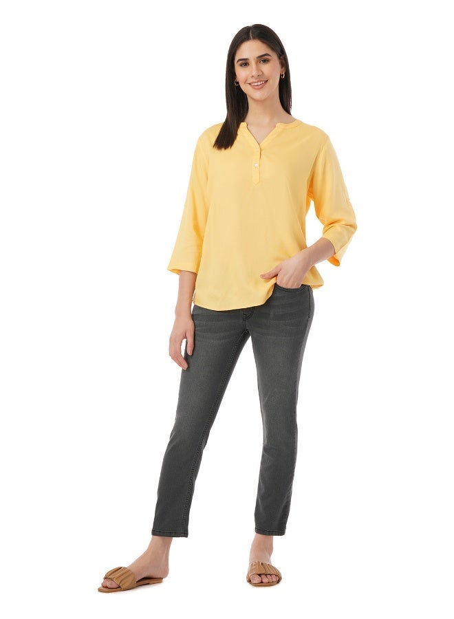 fyltr Women's Fashion V-neck Top with Roll-up Sleeves - Image 2