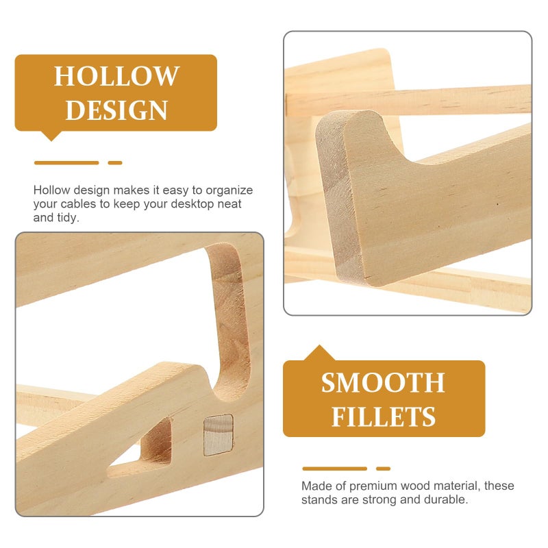 Wooden Laptop Stand with Reinforced Base for Improved Cooling Height Adjustment 10 to 14.7 Inch - Image 4