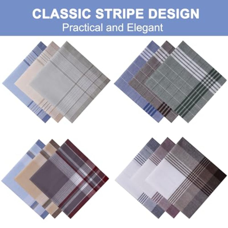 Men's Handkerchief 16 X 16 Inches 100% Soft Skin-Friendly Cotton - Classic Plaid Pattern Reusable Handkerchief for Men, Travel, Office, Gym And Outdoor Events - Image 4