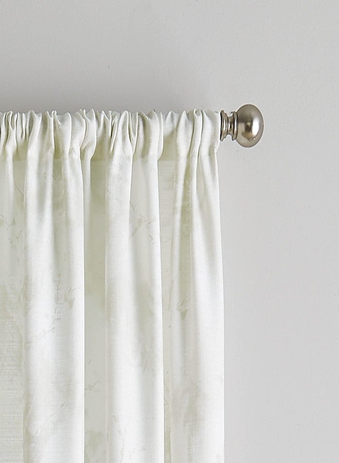 CHF Watercolor Floral Print Single Curtain Panel - Flip Over Rod Pocket Design - 50" x 63", Aqua - Image 3