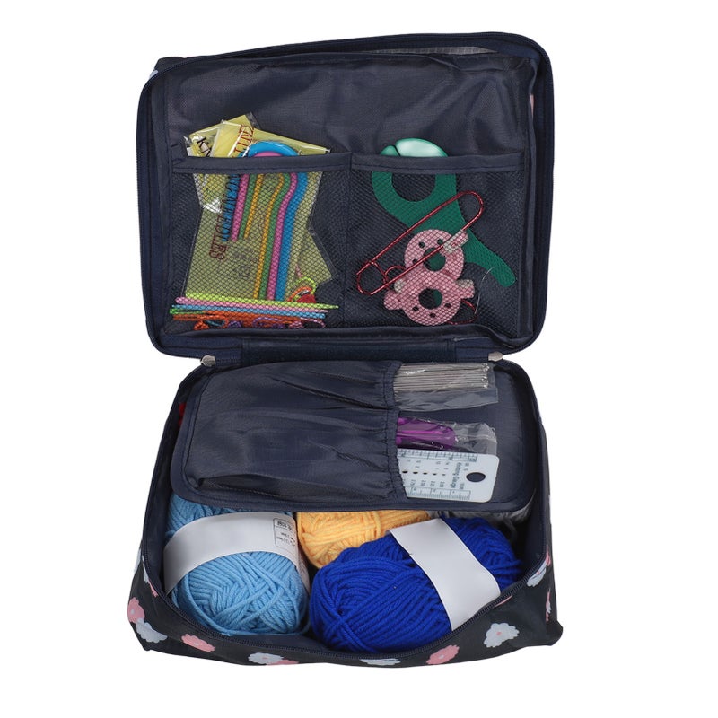 Crochet Hooks Set: 12 Sizes Premium Metal Ergonomic Hooks With Navy Blue Flower Case - Multifunctional Knitting Tools For Beginners And Professionals - Image 1