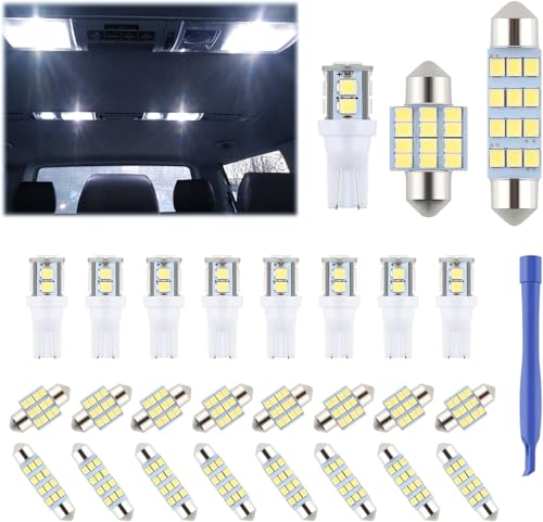 iFunyLED 24 Pieces Dome Light LED Car Interior Bulb Kit Set 194 T10 DE3175 578 31mm 42mm Bulbs Interior Replacement Lights for Car Map License Plate Door Side Marker Cornering Trunk Light Cool White - Image 1