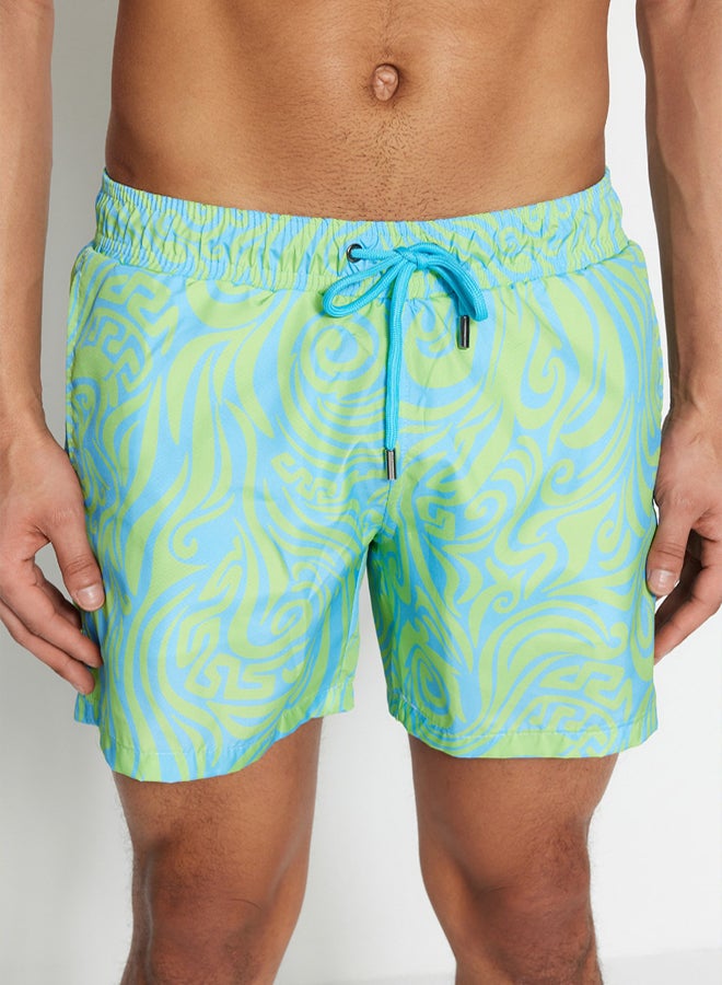 trendyol Multicolored Standard Marbling Pattern Swimsuit Swim Shorts - Image 2