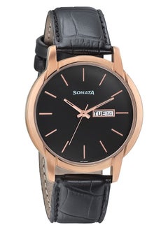 Sonata Leather Band Analog Wrist Watch 77031WL05 - 41 mm
