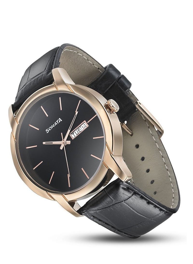 Sonata - Sonata Leather Band Analog Wrist Watch 77031WL05 - 41 mm - Image 1