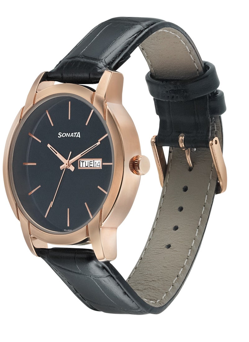 Sonata - Sonata Leather Band Analog Wrist Watch 77031WL05 - 41 mm - Image 1