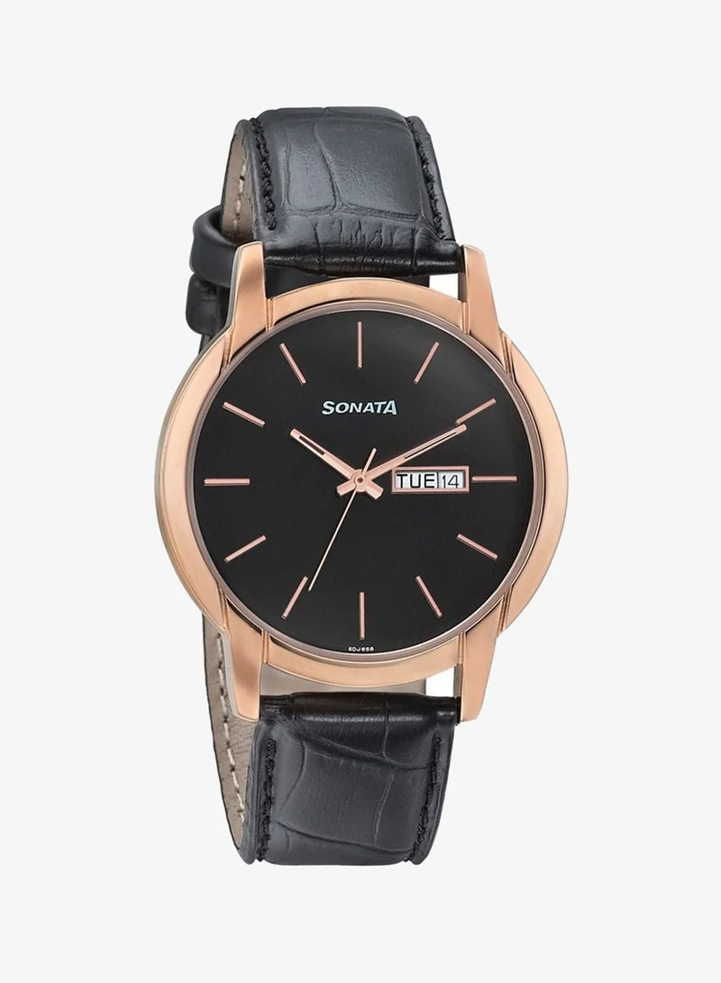 Sonata Sonata Leather Band Analog Wrist Watch 77031WL05 - 41 mm