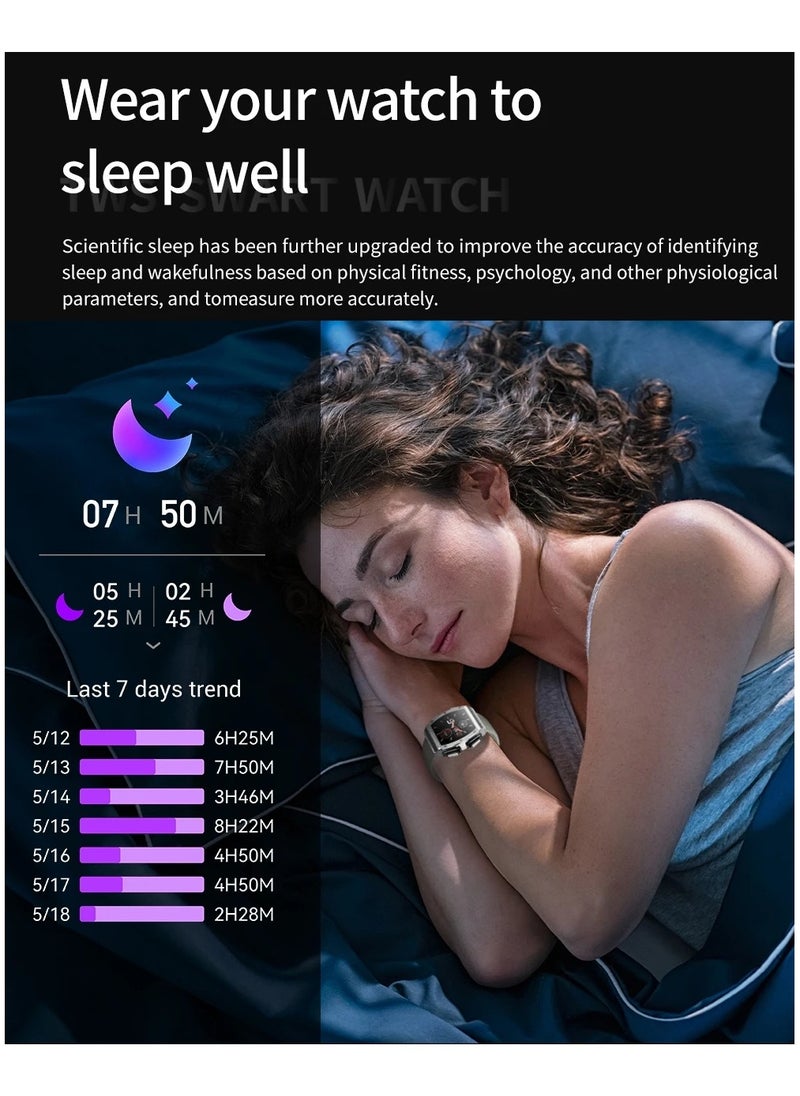 AROAQ - JM09 TWS Smart Watch Wireless Earphones 2 in 1 Bluetooth Call Earphones Music Playing Sports Fitness - Image 1