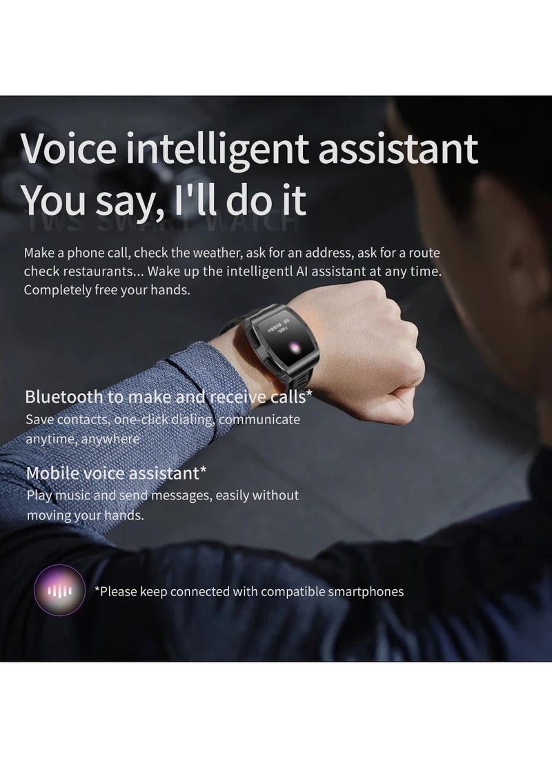 AROAQ - JM09 TWS Smart Watch Wireless Earphones 2 in 1 Bluetooth Call Earphones Music Playing Sports Fitness - Image 1