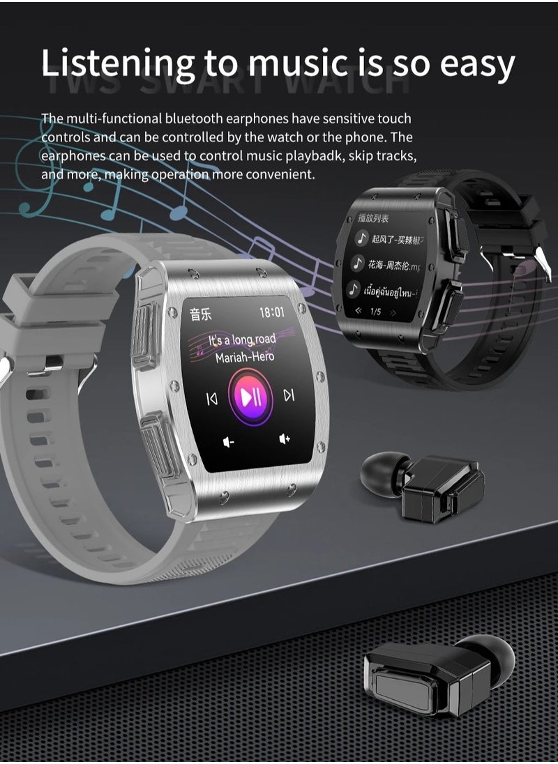 AROAQ - JM09 TWS Smart Watch Wireless Earphones 2 in 1 Bluetooth Call Earphones Music Playing Sports Fitness - Image 1