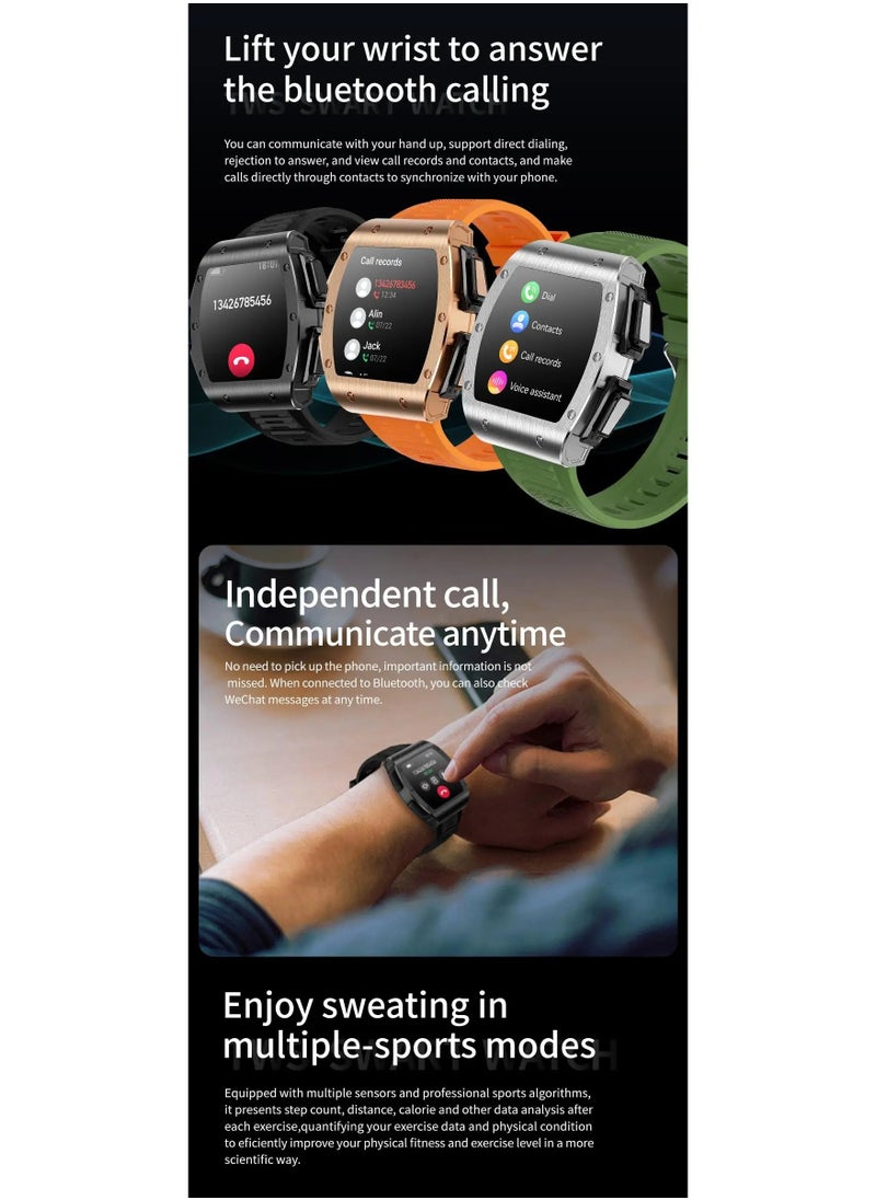 AROAQ - JM09 TWS Smart Watch Wireless Earphones 2 in 1 Bluetooth Call Earphones Music Playing Sports Fitness - Image 1
