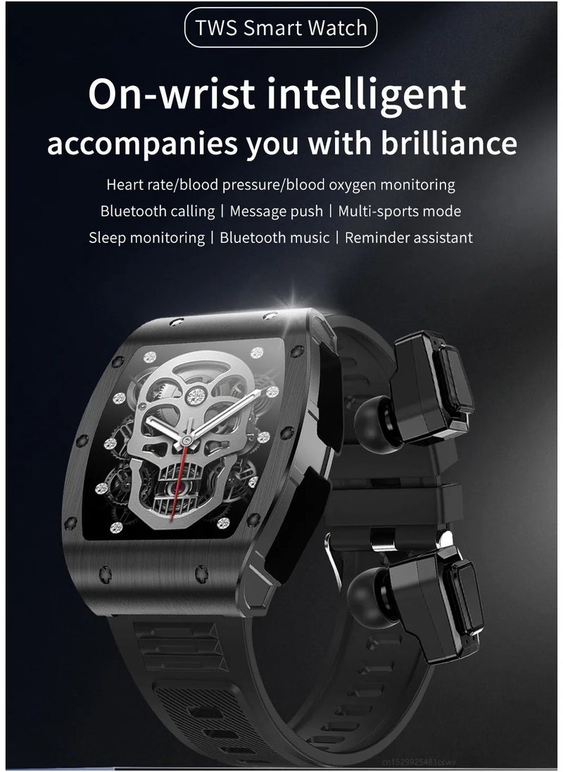 AROAQ - JM09 TWS Smart Watch Wireless Earphones 2 in 1 Bluetooth Call Earphones Music Playing Sports Fitness - Image 1