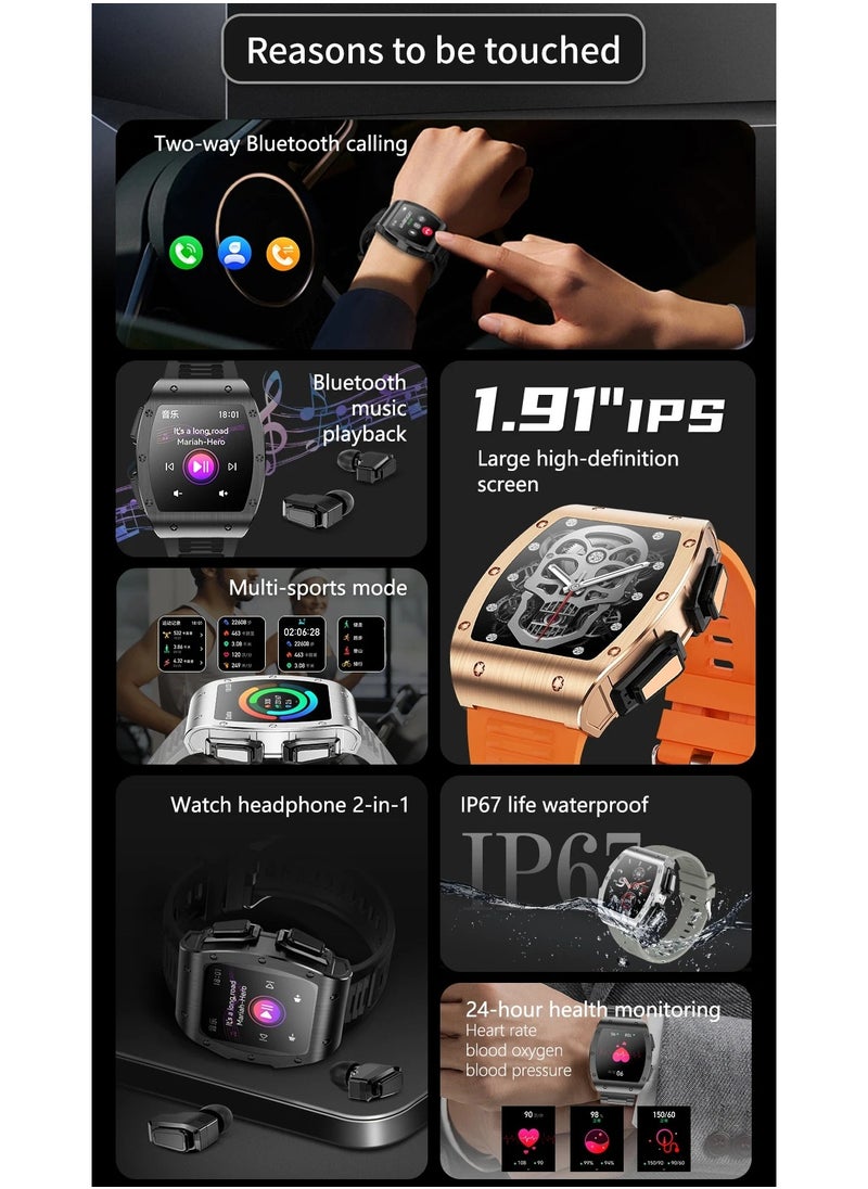 AROAQ - JM09 TWS Smart Watch Wireless Earphones 2 in 1 Bluetooth Call Earphones Music Playing Sports Fitness - Image 1