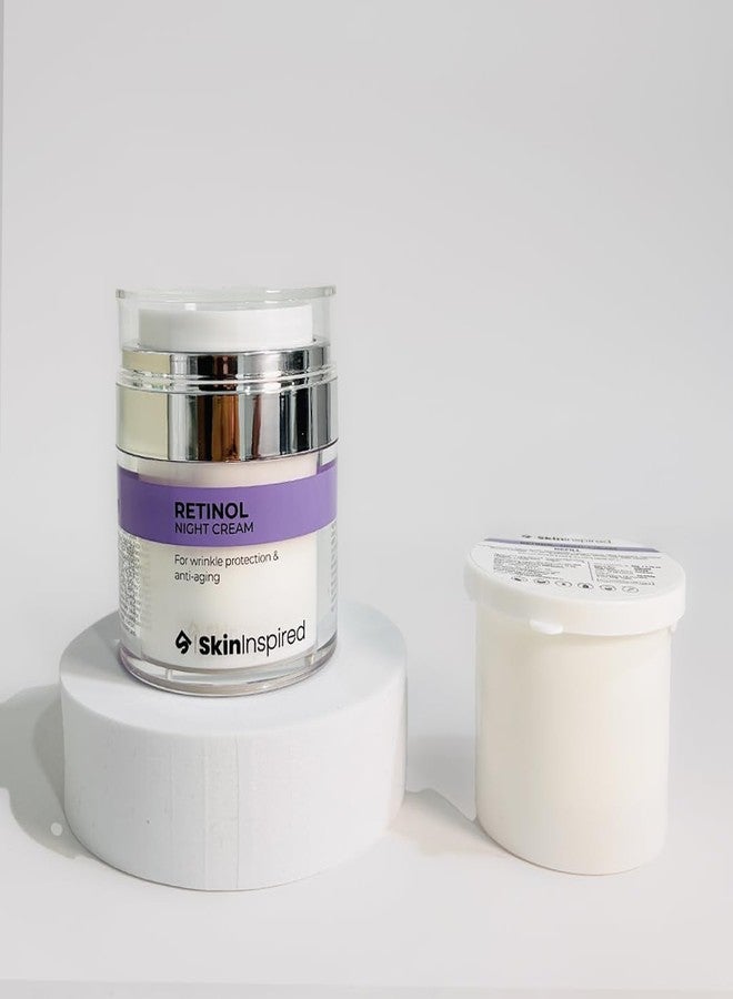 SkinInspired Retinol Night Cream Refill | 0.1% Retinol & Hyaluronic Acid | Anti-Wrinkle Cream for Women | Night Cream For Women & Men Glowing Skin | For Normal to Dry Skin | Eco-Friendly & Cost-Saving Cartridge | 50g - Image 4