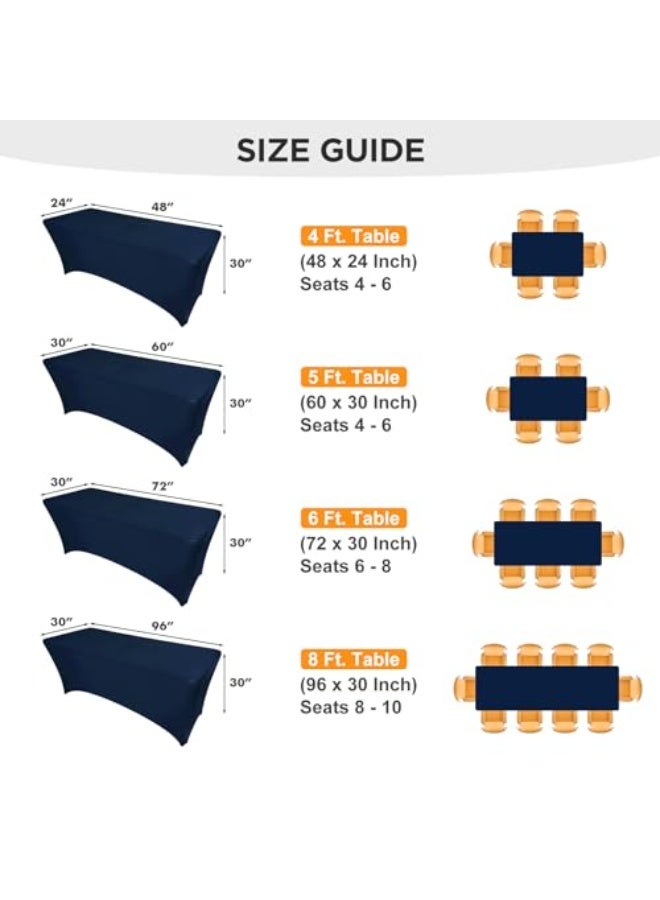 كيلا مفرش طاولة من الإسباندكس، غطاء طاولة مستطيل بطول 6 أقدام، مفرش طاولة محكم الغلق للحفلات والمعارض التجارية وحفلات الزفاف والمناسبات من جميع الأنواع (أزرق)، سفره، سفرة طعام - Image 5