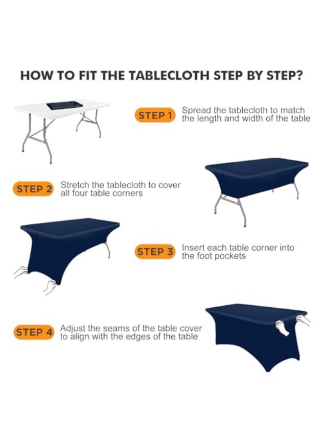 كيلا مفرش طاولة من الإسباندكس، غطاء طاولة مستطيل بطول 6 أقدام، مفرش طاولة محكم الغلق للحفلات والمعارض التجارية وحفلات الزفاف والمناسبات من جميع الأنواع (أزرق)، سفره، سفرة طعام - Image 4