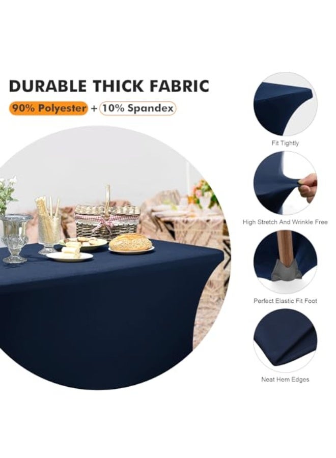 كيلا مفرش طاولة من الإسباندكس، غطاء طاولة مستطيل بطول 6 أقدام، مفرش طاولة محكم الغلق للحفلات والمعارض التجارية وحفلات الزفاف والمناسبات من جميع الأنواع (أزرق)، سفره، سفرة طعام - Image 3
