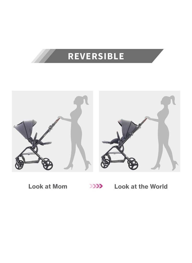 TEKNUM - Stroll - 1 Travel System With Reversible Stroller And Compacto Baby Car Seat - Grey - Image 1