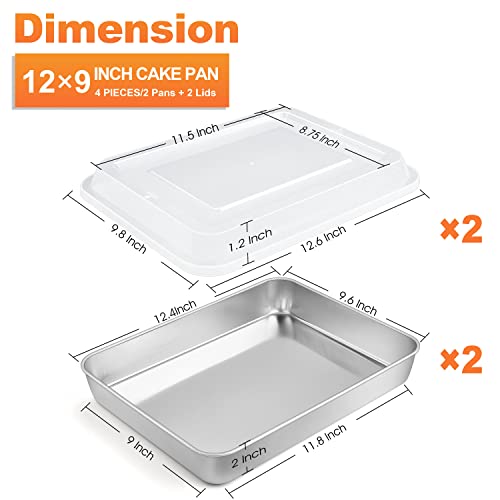 Herogo Baking Pan with Lid, 9 x 12 Inch Stainless Steel Lasagna Pan Deep, Rectangle Cakes Bakeware with Lid for Brownies Casseroles, Dishwasher Safe - Image 2