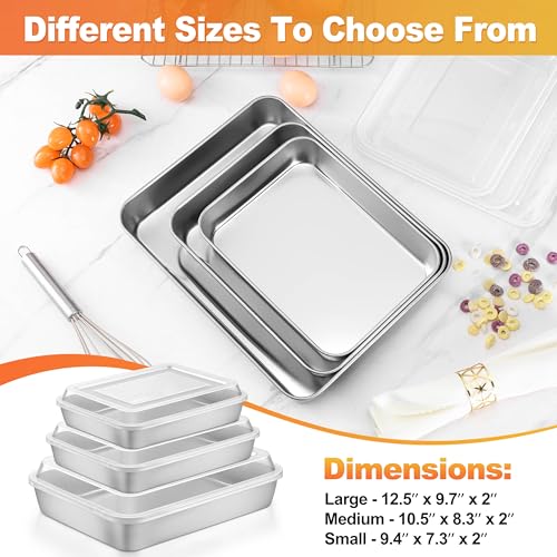 Herogo Baking Pan with Lid, 9 x 12 Inch Stainless Steel Lasagna Pan Deep, Rectangle Cakes Bakeware with Lid for Brownies Casseroles, Dishwasher Safe - Image 5