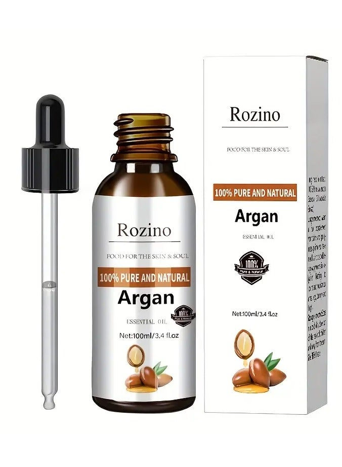 Rozino 100ml Argan Oil, Pure Natural, Suit For Face, Body, Nails, Hair, Eyelashes, Universal For Massage, Guasha - Image 1