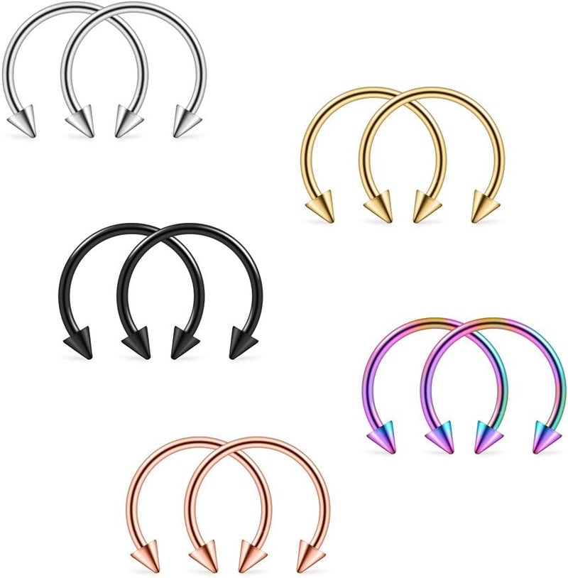 Ruifan 10-24PCS 16G Surgical Steel Nose Septum Horseshoe Hoop Earring Eyebrow Tragus Lip Piercing Ring - Image 1