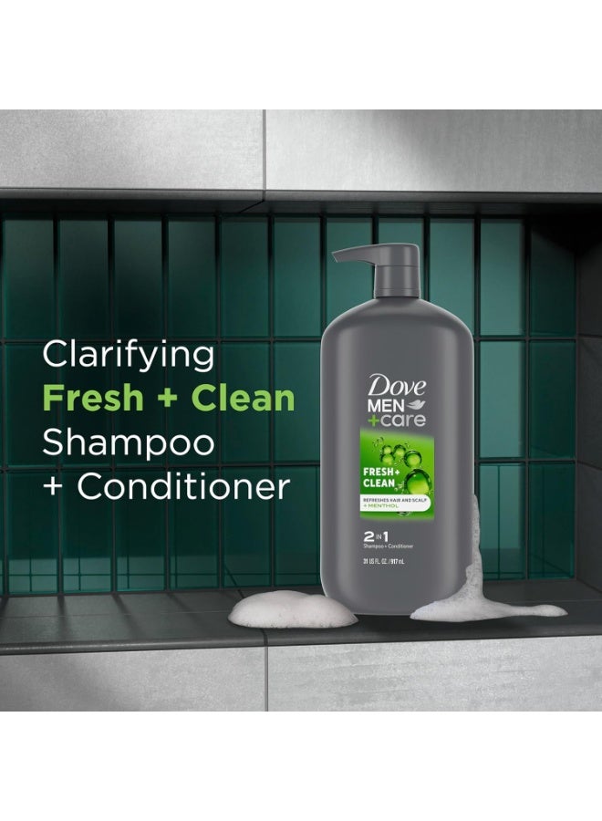 Dove Men+Care Dove Men+Care 2 in 1 Shampoo and Conditioner Fresh & Clean for Clean Hair Shampoo and Conditioner for Stronger, Healthy Hair Everyday 31 oz - Image 2