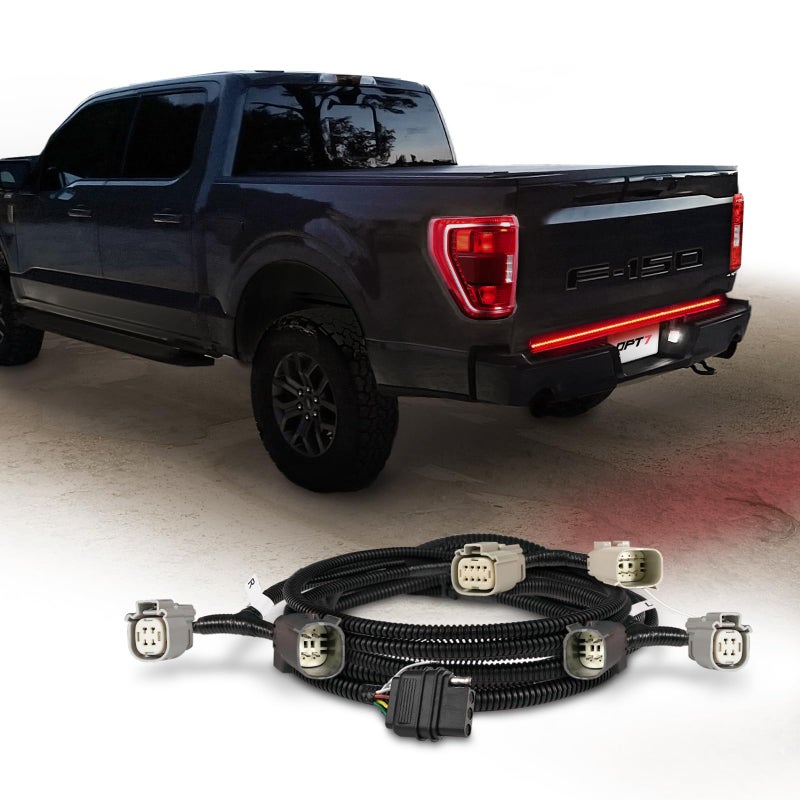 OPT7 Easy Connect Tailgate Light Bar Harness for 20212023 F150 with Halogen Factory Tail Lights Blind Spot Monitors Fits 2123 F150 XLXLTTremor with BLISBackup CameraTow Assist Sensor - Image 3