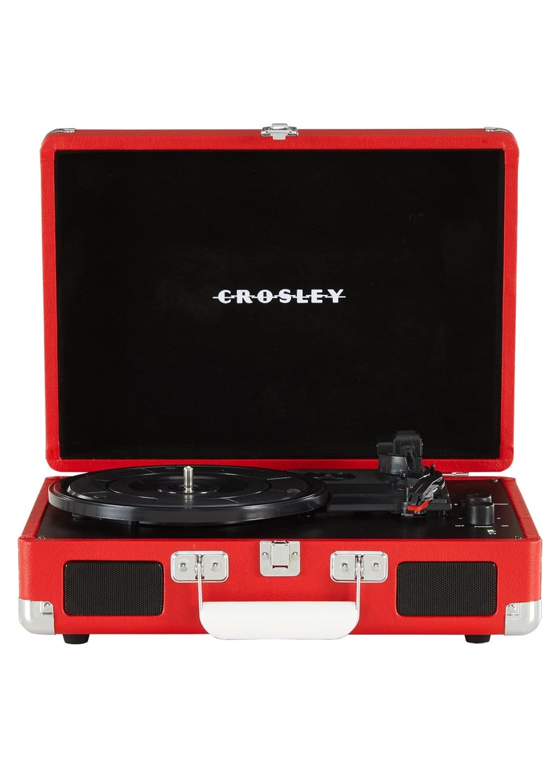Crosley - Crosley CR8005DP-RE1 Cruiser Plus Vintage 3-Speed Bluetooth in/Out Suitcase Turntable, Red - Image 1