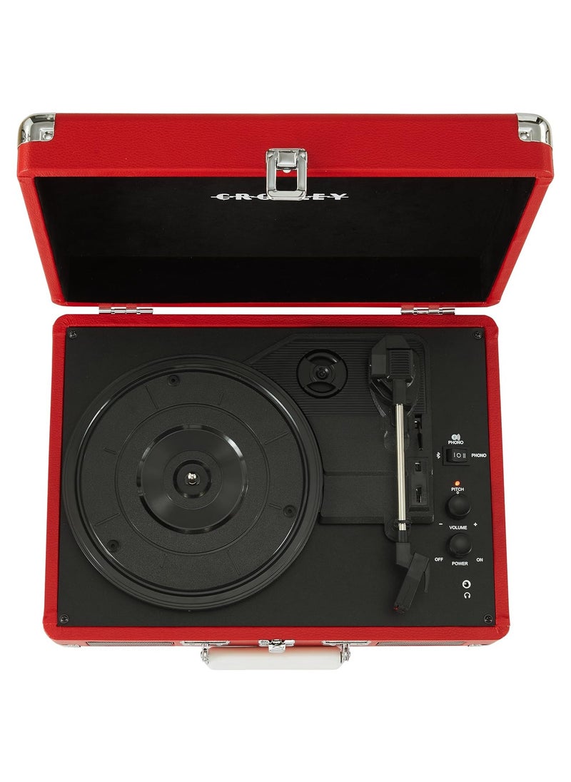 Crosley - Crosley CR8005DP-RE1 Cruiser Plus Vintage 3-Speed Bluetooth in/Out Suitcase Turntable, Red - Image 1