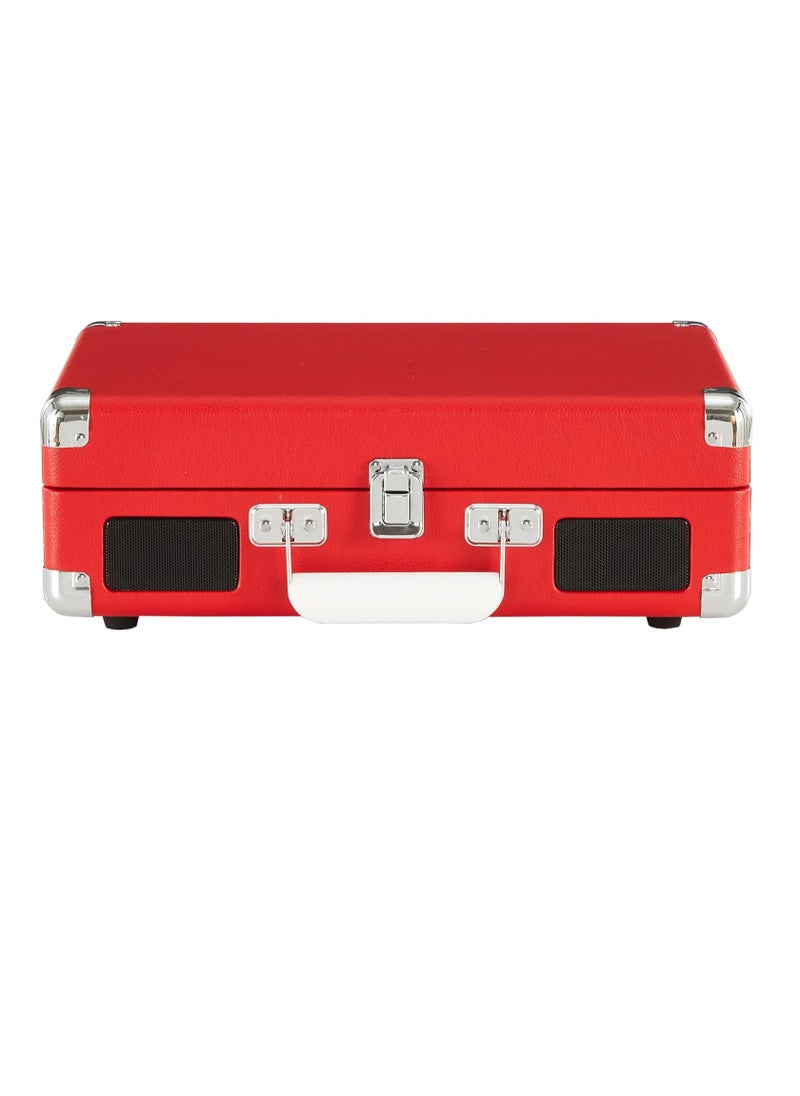 Crosley - Crosley CR8005DP-RE1 Cruiser Plus Vintage 3-Speed Bluetooth in/Out Suitcase Turntable, Red - Image 1