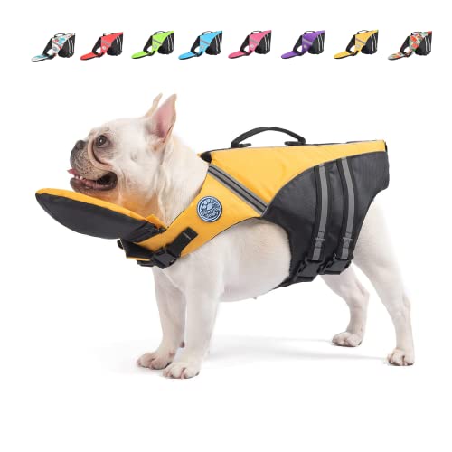 Mklhgty Dog Life Jacket, Reflective Dog Life Vest with Removable Neck Float High Buoyancy for Swimming and Boating, Ripstop Pet Safety Swimsuit Rescue Handle for Small Medium Large Dogs - Image 1