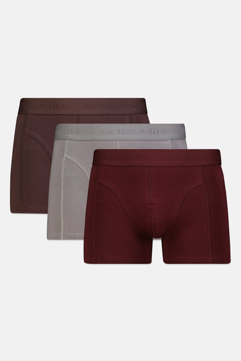 JACK & JONES Men 3 Pieces Brand Logo Trunks, Multicolor - Image 1