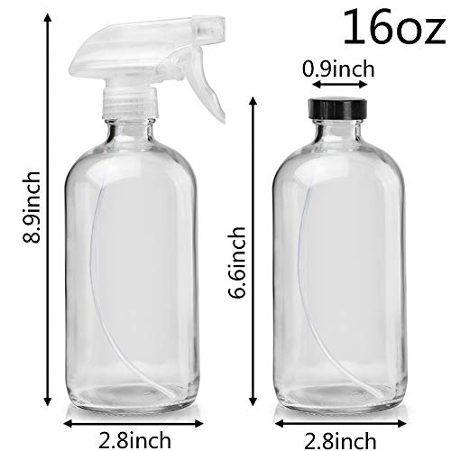 Cosywell Glass Spray Bottles Empty 16oz Boston Round Bottle Refillable Container for Essential Oils with Funnel Lables Cleaning Products Aromatherapy Lotions Liquid Soaps (WhiteWhite) - Image 2