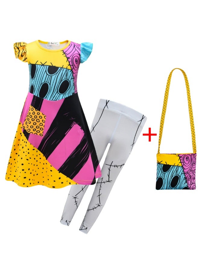 general Halloween costume, Christmas Horror Night cosplay Sally dress, layering role-playing printed costume - Image 1