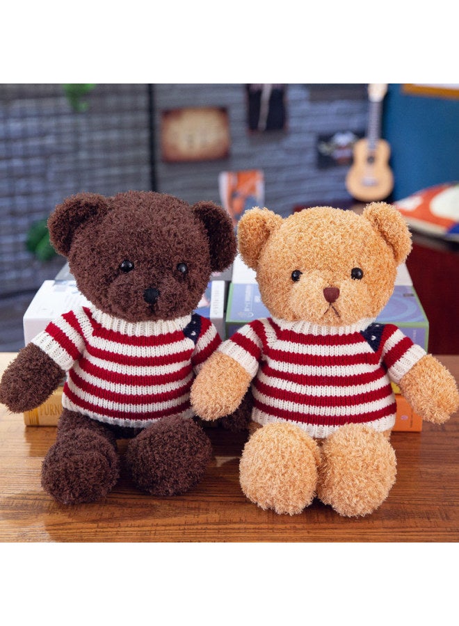 Vintage Sweater Teddy Bear Heart Hugging Seaweed Velvet Velvet Dressing Doll Logo Plush Toy-Color:Rose Velvet Twist Green Sweater-Height:30cm