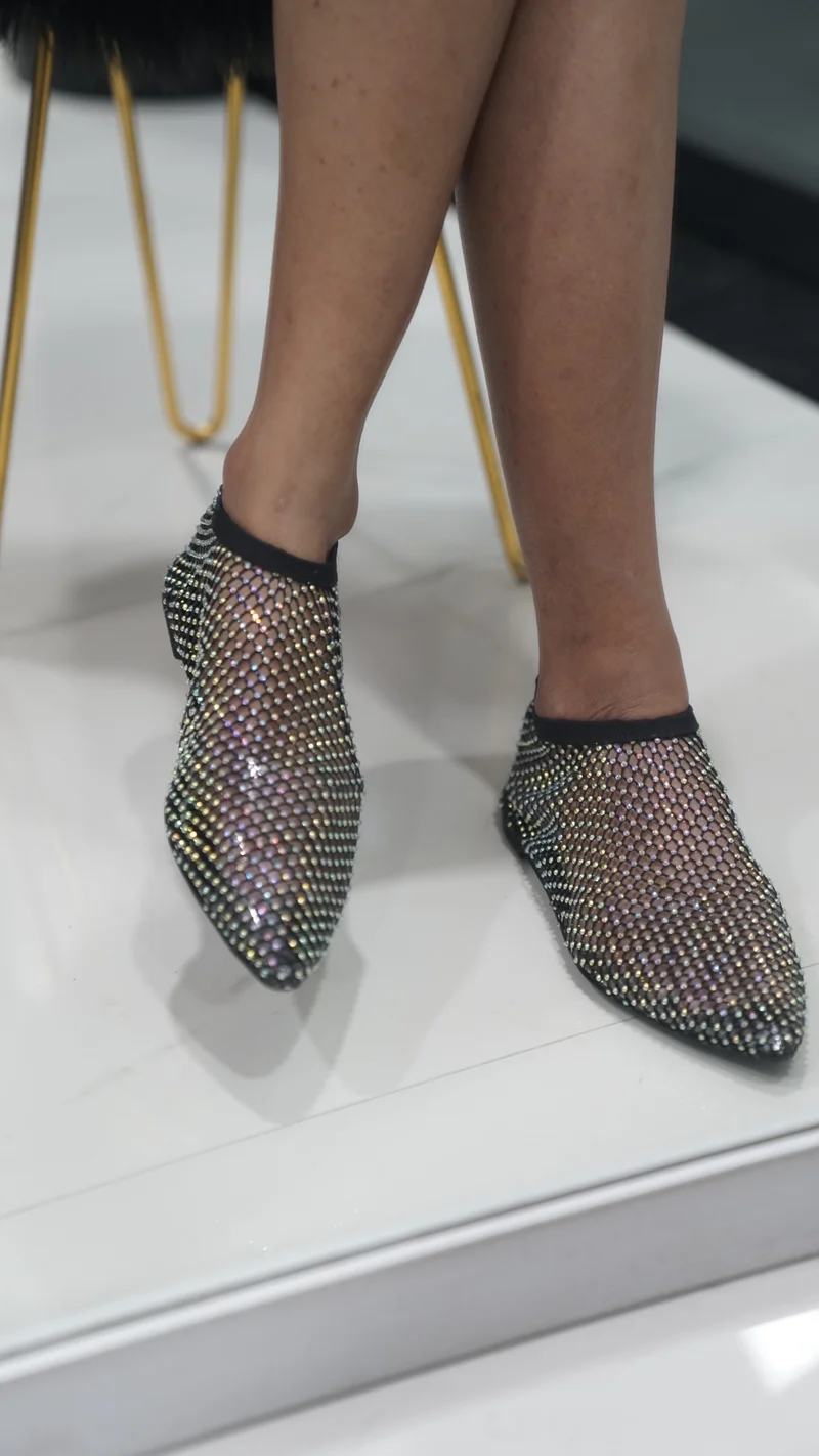 GLITZ Black Sequin Flats for Women