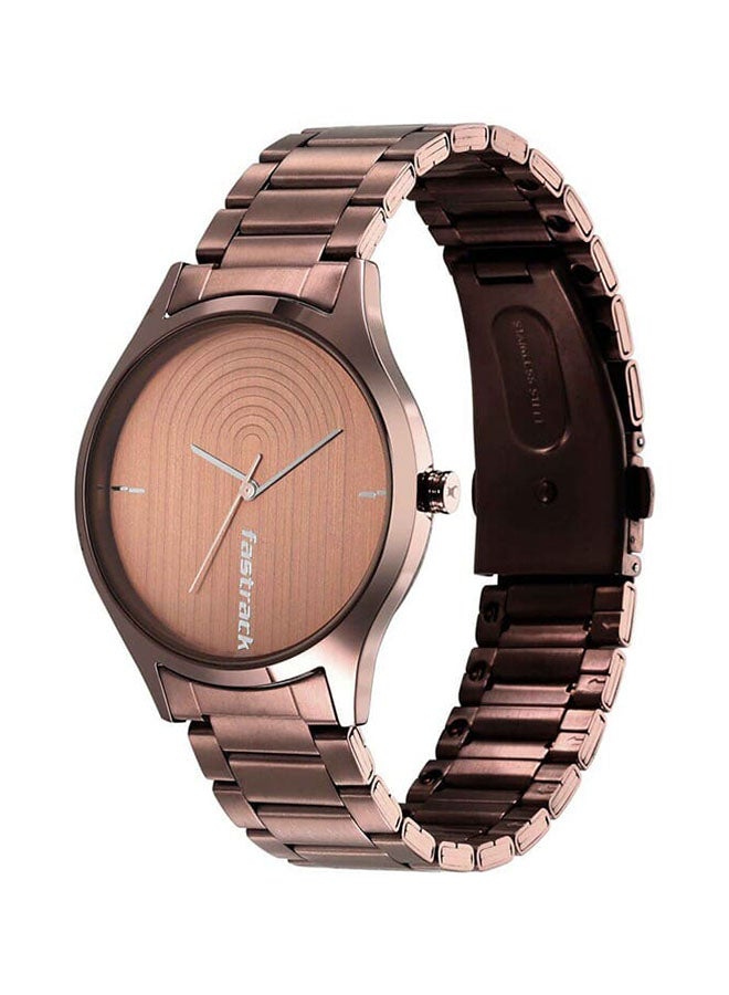 fastrack ساعة أنالوج كوارتز بقرص بني وحزام من الفولاذ المقاوم للصدأ للرجال 3184Qm02 - Image 3