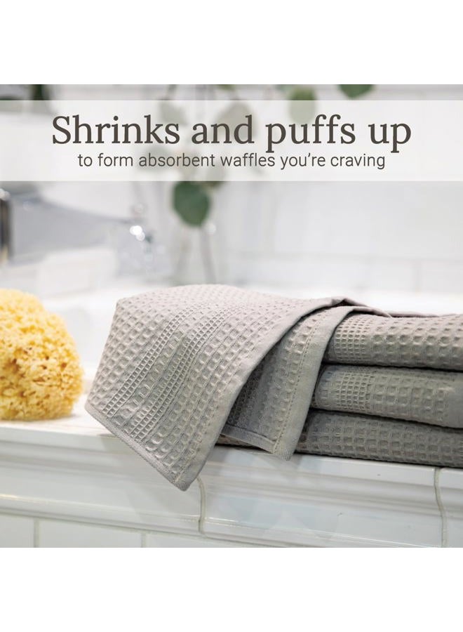Gilden Tree Waffle Towels Wash Cloths for Showering, Exfoliating Washcloth Face Towels, Quick Dry Towel Cotton Washcloths Set of 4, Classic Style (Pewter) - Image 3