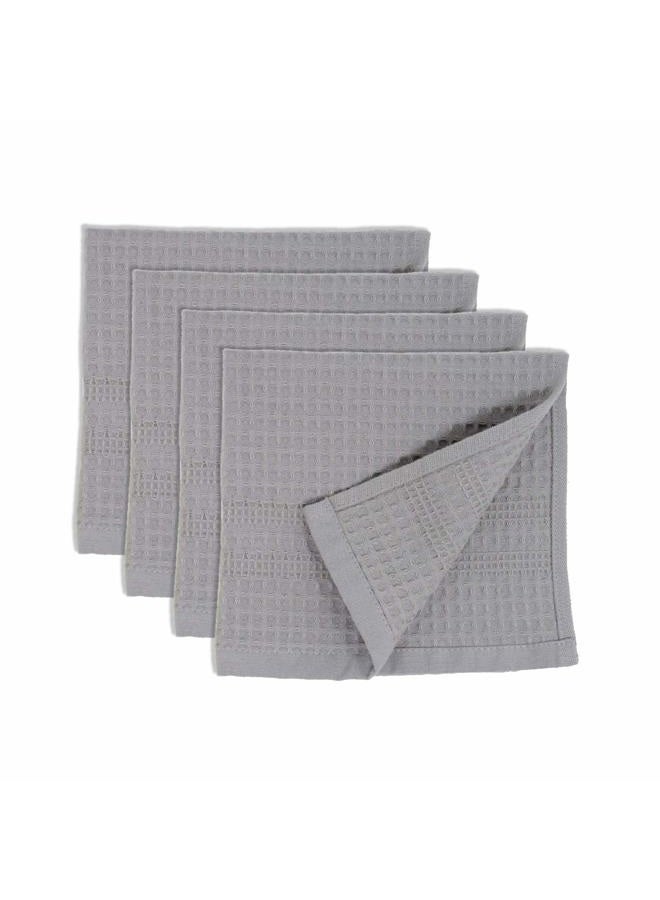 Gilden Tree Waffle Towels Wash Cloths for Showering, Exfoliating Washcloth Face Towels, Quick Dry Towel Cotton Washcloths Set of 4, Classic Style (Pewter) - Image 1
